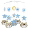 Cute Grey Bears Stars Baby Crib Mobile Handmade Non-Woven Musical Mobile Crib Toy Nursery Room Decor