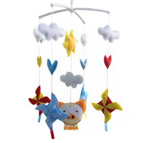 Baby Decor Handmade Toy, Crib Musical Mobile [Sun and Windmill]