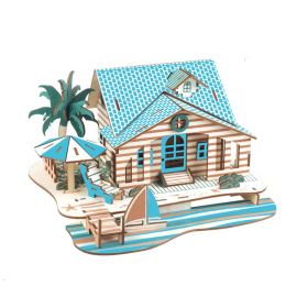 3D Wooden Puzzle for Kids DIY Assembly Jigsaw Model Kit Home Decor Gift - Holiday Cottage