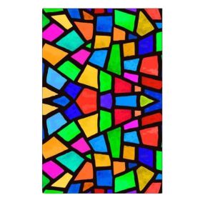 Color Irregular Grid Stained Glass Window Film Church Frosted Window Film Translucent No Glue Static Decal,15x47 inch