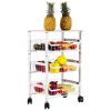 Kitchen Storage Rolling Cart, Kitchen Cart with Lockable Wheels, 4 Tier Metal Wire Basket Shelf Rolling Storage Cart White