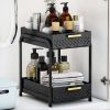 Double Sink Shelf, Storage Space,Farmhouse Counter, Suitable For Kitchen Under-Cabinet Storage, Suitable For Bathroom Sliding Basket Storage Bag, Blac