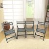 Furniture Slatted Wood Folding Special Event Chair - Gray, Set of 4 , FOLDING