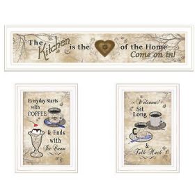 Love of Nature Kitchen 3-Piece Vignette By Trendy Decor 4U, White Frame