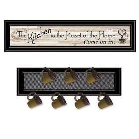 Kitchen Print & Mug Rack 2-Piece Vignette By Trendy Decor 4U, Black Frame