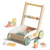 Wooden Baby Walker with Building Blocks, Push Toys for Babies Learning to Walk