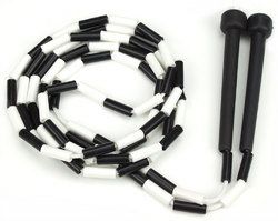 Black and White 7-foot jump rope with plastic segmentation