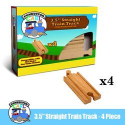 3.5' Straight Wooden Train Tracks, 4-pack