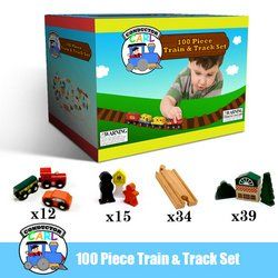 56-piece Bulk Value Wooden Train Track Pack