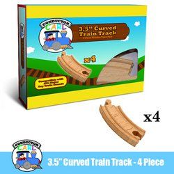 3.5' Curved Wooden Train Tracks, 4-pack