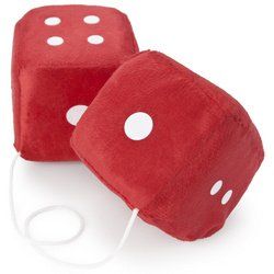 Pair of Red 3in Hanging Fuzzy Dice