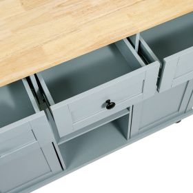 Kitchen Cart with Rubber wood Drop-Leaf Countertop ,Cabinet door internal storage racks