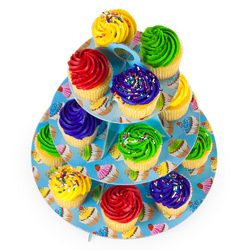 Blue 3 Tier Cupcake Stand, 14in Tall by 12in Wide