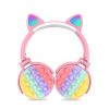 Fidget Headphones Kids Toy Headset, Wireless Bluetooth Headphone Pop Bubble On-Ear Headphone Fidget Toy Rainbow Color Fidget Headset for Children Adul