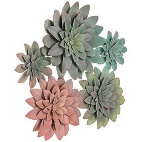 3D Metal Succulent Wall Decor Multicolored Cluster Hand Painted Hanging Metal Flowers Wall Decor for Living Room Bedroom Kitchen Bathroom Flower Wall