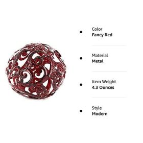 Metal Decorative Sphere for Home Decor Fancy Red Hand Painted Modern Decorative Balls for Living Room Bedroom Kitchen Bathroom Office Table Decorative