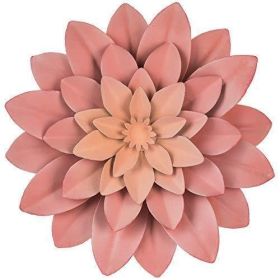 3D Metal Succulent Wall Decor Pink Hand Painted Hanging Metal Flowers Wall Decor for Living Room Bedroom Kitchen Bathroom Flower Wall Art for Indoor O