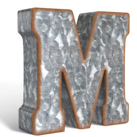 M Letter Galvanized Metal 3D Letter for Wall Decor for Hanging or Freestanding Unique Blend of Rustic Vintage Western and Industrial Styles Letter M