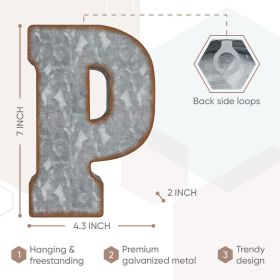 3D Letter P Galvanized Metal Letters for Wall Decor for Hanging or Freestanding Unique Blend of Rustic Vintage Western and Industrial Styles Fits for