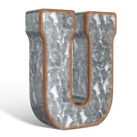 3D Letter U Galvanized Metal Letters for Wall Decor for Hanging or Freestanding Unique Blend of Rustic Vintage Western and Industrial Styles Fits for