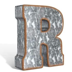 R Letter Galvanized Metal Letters for Wall Decor 3D for Hanging or Freestanding Unique Blend of Rustic Vintage Western and Industrial Styles Fits for