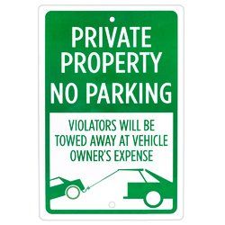 Private Property No Parking Sign