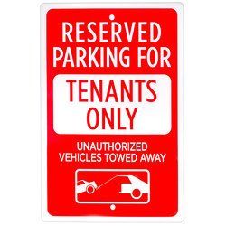 Parking Reserved for Tenants Only Sign