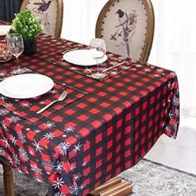 Muwago Christmas Snow Plaid Printed Tablecloth, Spill-Proof and Water Resistance Table Cloth for Christmas Dinner, Holiday and Family Gatherings