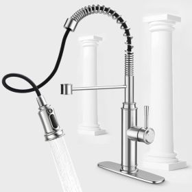 Kitchen Faucet - Spring Kitchen Sink Faucet with 3 Modes Pull Down Sprayer; Single Handle&Deck Plate for 1or3 Holes; 360Â° Rotation; Spot Resist Stainl