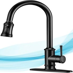 Kitchen Faucet- 3 Modes Pull Down Sprayer Kitchen Tap Faucet Head; Single Handle&Deck Plate for 1or3 Holes; 360Â° Rotation; Stainless Steel No Lead for