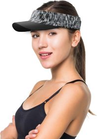 Black Zebra Cap Visor; Polyester Sun Visors for Women; Stretchable Running Visors for Women; Elastic Tennis Visors for Women; Spandex Black Visor; Coo