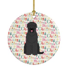 Merry Christmas Black Russian Terrier Ceramic Ornament Christmas Tree Hanging Decorations for Home Christmas Holiday, Party, Gift, 3 in, Multicolor