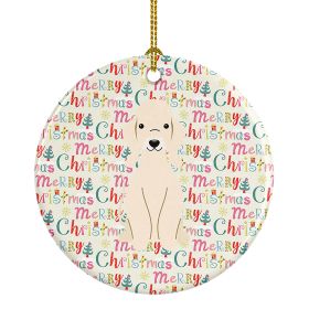 Merry Christmas Bedlington Terrier Sandy Ceramic Ornament Christmas Tree Hanging Decorations for Home Christmas Holiday, Party, Gift, 3 in, Multicolor