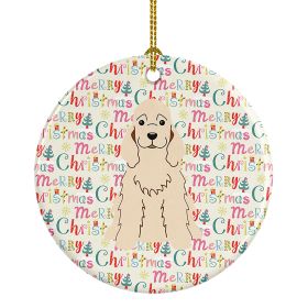 NEW Merry Christmas Cocker Spaniel Buff Ceramic Ornament Christmas Tree Hanging Decorations for Home Christmas Holiday, Party, Gift, 3 in, Multicolor