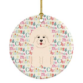 Merry Christmas Bichon Frise Ceramic Ornament Christmas Tree Hanging Decorations for Home Christmas Holiday, Party, Gift, 3 in, Multicolor