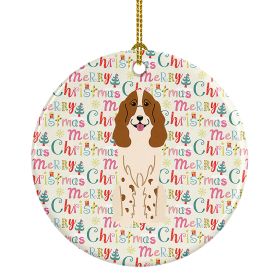 Merry Christmas Russian Spaniel Ceramic Ornament Christmas Tree Hanging Decorations for Home Christmas Holiday, Party, Gift, 3 in, Multicolor