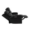 Caleb Triple Power Loveseat Top Grain Leather Lumbar Support Adjustable Headrest