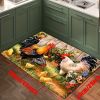 1pc Chickens Flowers Floor Mat; Modern Kitchen Rug Non-Slip Colorful Indoor Carpet; For Home Bathroom Bedroom Living Room Decor