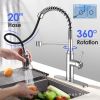 Kitchen Faucet - Spring Kitchen Sink Faucet with 3 Modes Pull Down Sprayer; Single Handle&Deck Plate for 1or3 Holes; 360Â° Rotation; Spot Resist Stainl