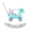 Rocking Horse for Toddlers, Balance Bike Ride On Toys with Push Handle, Backrest and Balance Board for Baby Girl and Boy, Unicorn Kids Riding Birthday