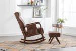 COOLMORE Rocking Chair With Ottoman, Mid-Century Modern Upholstered Fabric