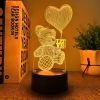 1pc 3D Night Light With Black Base; 5.35"x3.68"; Lovely Bear USB Atmosphere Desk Lamp; Decor For Kids Room And Bedroom