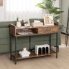 Long Console Table with Drawer and Metal Frame