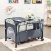 5 in 1 Baby Nursery Center Foldable Toddler Bedside Crib with Music Box