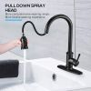 Kitchen Faucet- 3 Modes Pull Down Sprayer Kitchen Tap Faucet Head; Single Handle&Deck Plate for 1or3 Holes; 360Â° Rotation; Stainless Steel No Lead for