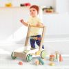 Wooden Baby Walker with Building Blocks, Push Toys for Babies Learning to Walk