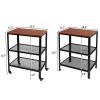 3-Tier Kitchen Microwave Cart, Rolling Kitchen Utility Cart, Standing Bakers Rack Storage Cart with Metal Frame for Living Room Brown