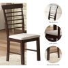 2 PCS Retro Dining Chair Rustic Rubberwood Dining Upholstered Chair with High Backrest Cushion for Small Space Kitchen Cream and Dark Cappuccino