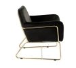 Keira Black Velvet Accent Chair with Metal Base