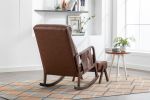 COOLMORE Rocking Chair With Ottoman, Mid-Century Modern Upholstered Fabric